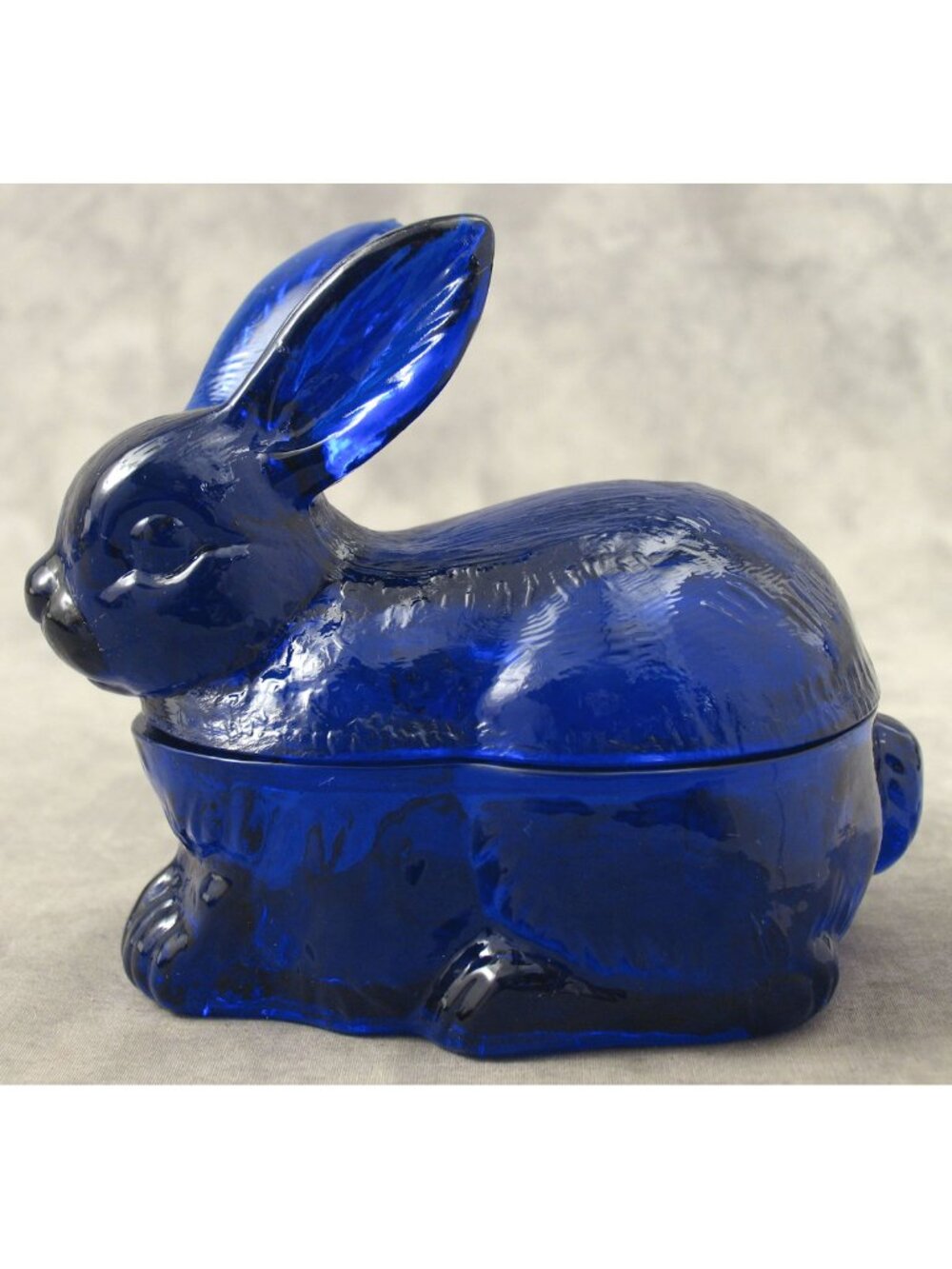 Cobalt Blue Glass Bunny Rabbit Trinket Dish Vintage Style
